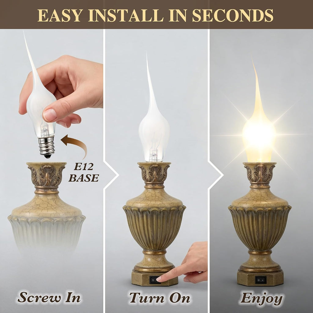 6 Pack 6W Silicone Dipped Candle Light Bulbs E12 Base