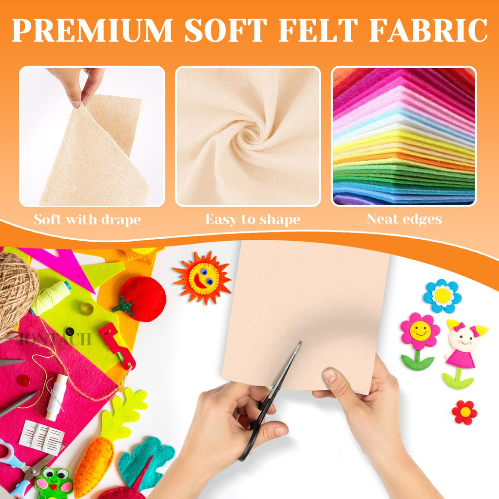 9" X 12" Felt Fabric Sheets 1.6mm Thick (12 Packs, Apricot)