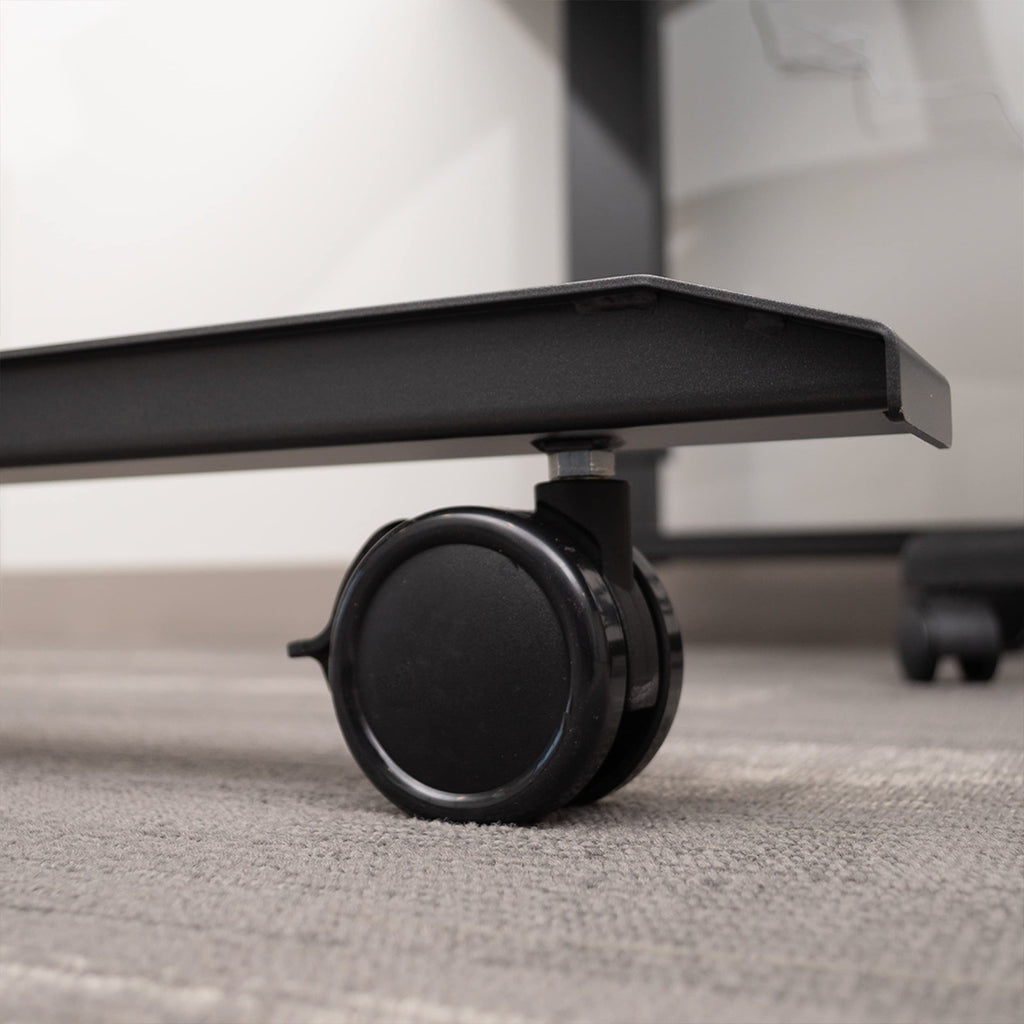 Crank Adjustable Height Rolling Standing Desk (Charcoal Frame/Curved Black Coffee Bamboo Top, 48" Wide)
