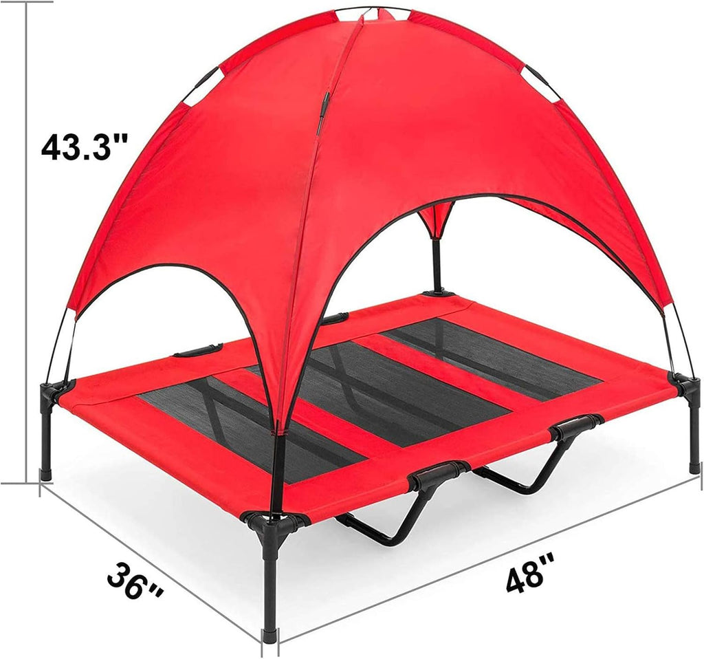 Elevated Dog Bed with Removable Canopy w/Convenient Carrying Bag Indoor Shade 1680D Portable Raised Oxford Fabric