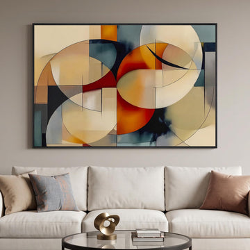 Extra Large Framed Geometric Abstract Wall Art, 60x40 In