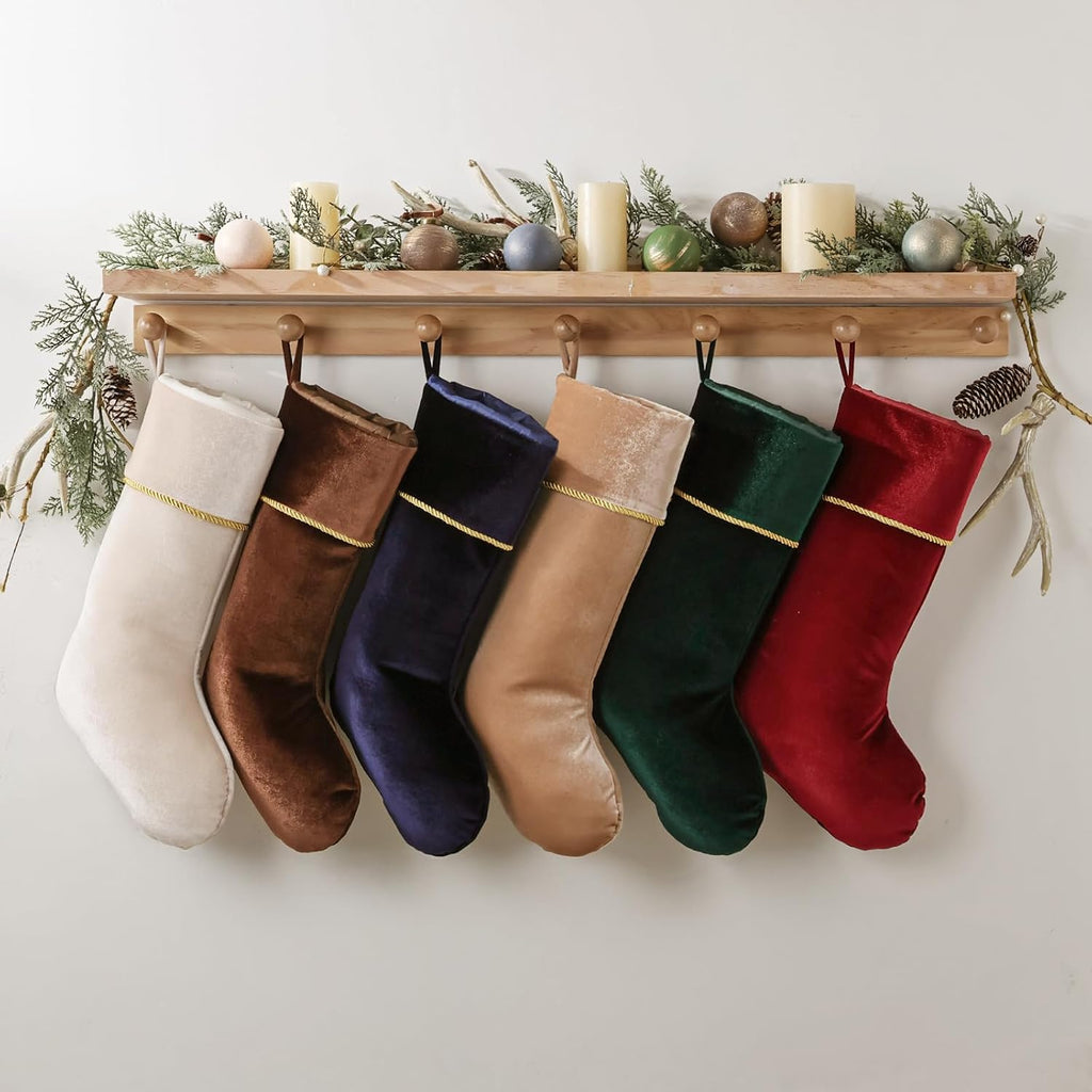 Exquisited Christmas Stockings, 18 Inch Luxury Vintage Thick Velvet Christmas Stockings, Noble Christmas Home - Set of 6