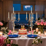 28'' Tall 5 Arm Candelabra Gold Taper Candle Holder Centerpieces, Party, Halloween, Christmas, Event Candelabra