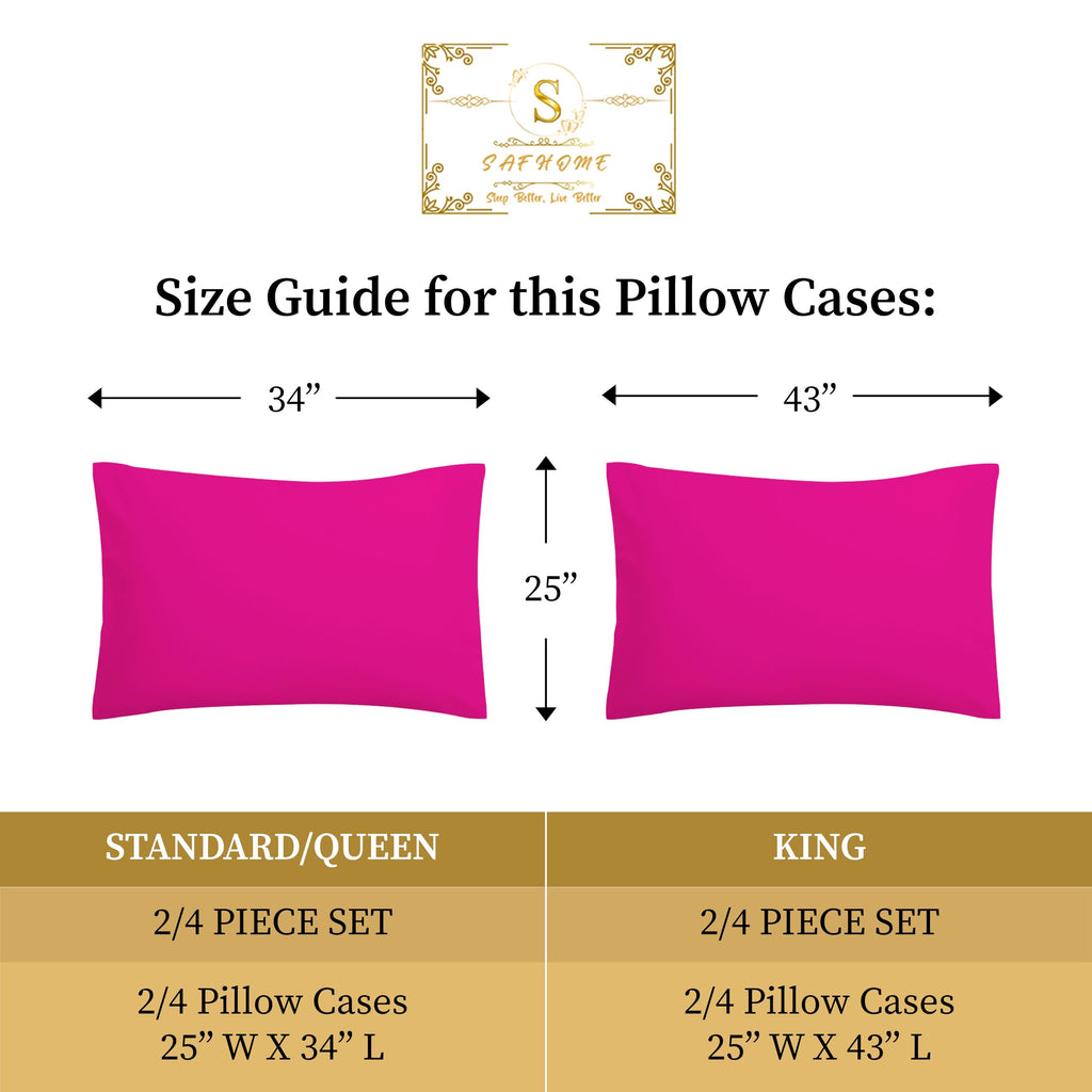 Extra Large Pillowcase King 25 x 43 Inches 300 Thread count Fits Your Oversized Pillows 100% Egyptian Cotton Envelope