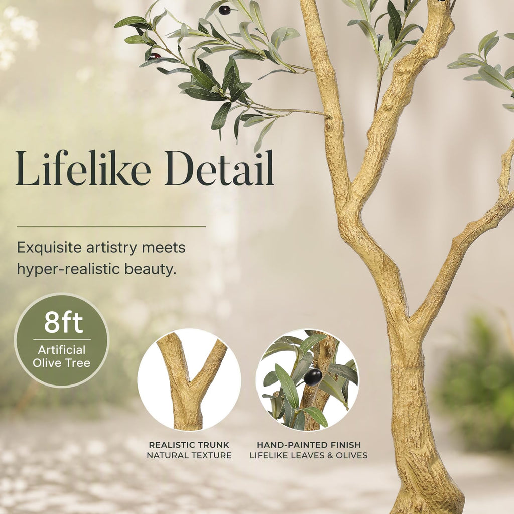 Olive Trees Artificial Indoor 8FT UV Resistant Faux Trees Outdoor
