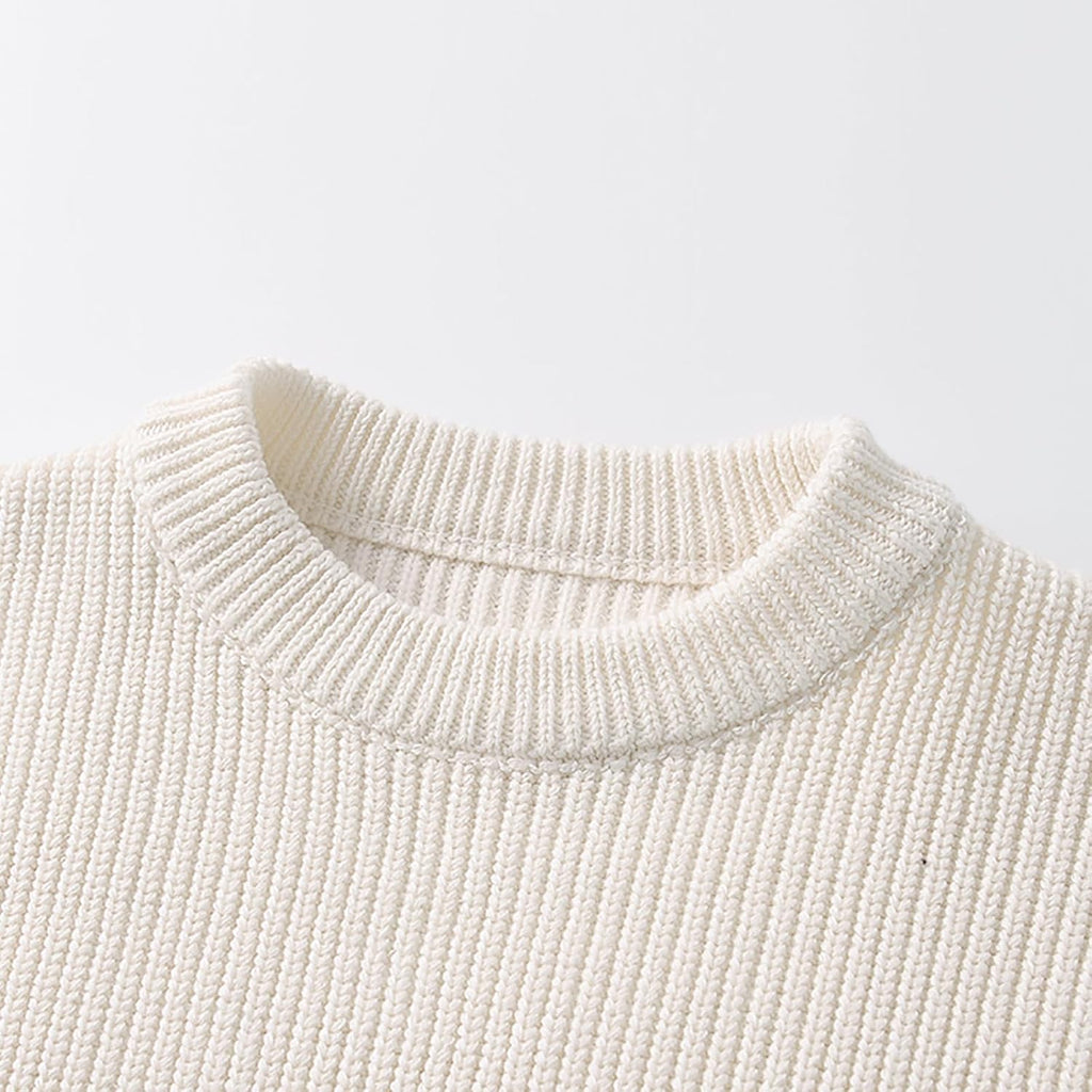 Baby Knit Sweater Toddler Boys Girls Warm Sweater Soild Pullover Round Neck Top Clothes Fall Winter Outfits