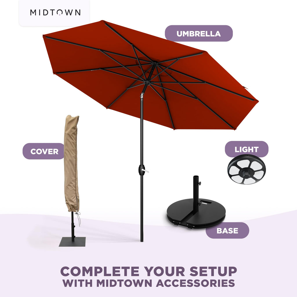 Lean - 10 Ft Patio Umbrella, Apple Red Canopy