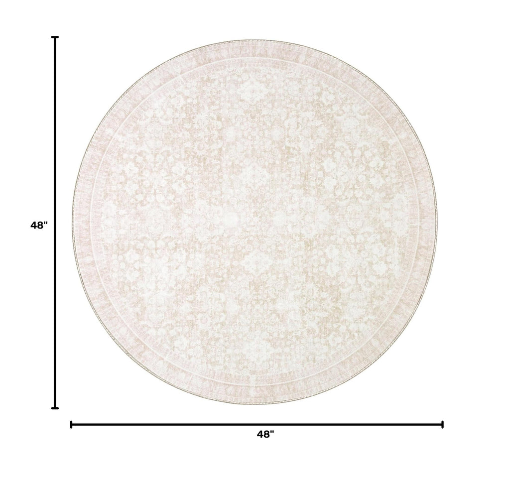 Round Rug 4ft, Ultra-Soft Washable Rug, Cream