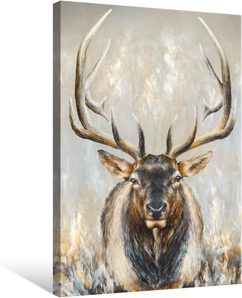 Moose Canvas Wall Art Abstract Wildlife Elk Deer Picture Large Vintage Animal Painting Living Room Farmhouse Decor