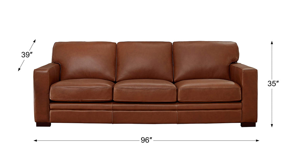 Dillon Top Grain Leather Sofa and Loveseat Set, Cinnamon Brown, Feather Down, Memory Foam and Springs Seating