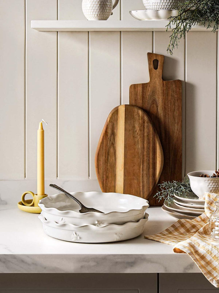 Pie Pans for Baking 10.6 Inch, Ceramic Deep and Fluted Pie Plate Dish with Ruffled Edge for Apple Pie, Oven Safe