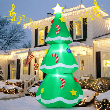 10.5 FT Christmas Inflatables Tree with Built-in Music Box & LEDs Outdoor Decorations Blow Up Tree Yard Decoration