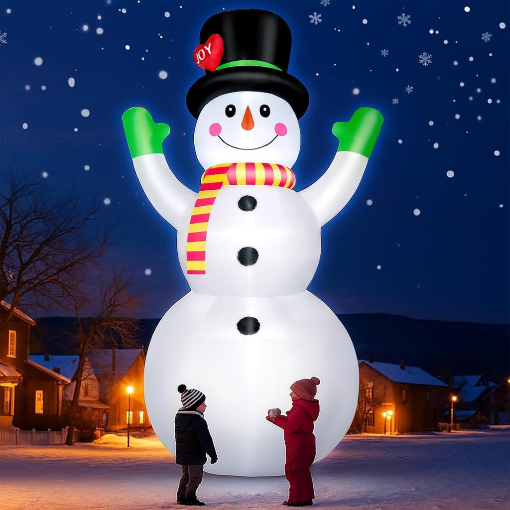 10 FT Christmas Inflatables Snowman Outdoor Yard Decorations, Giant Blow Up Snowman, Built-in Bright LED Lights, Huge