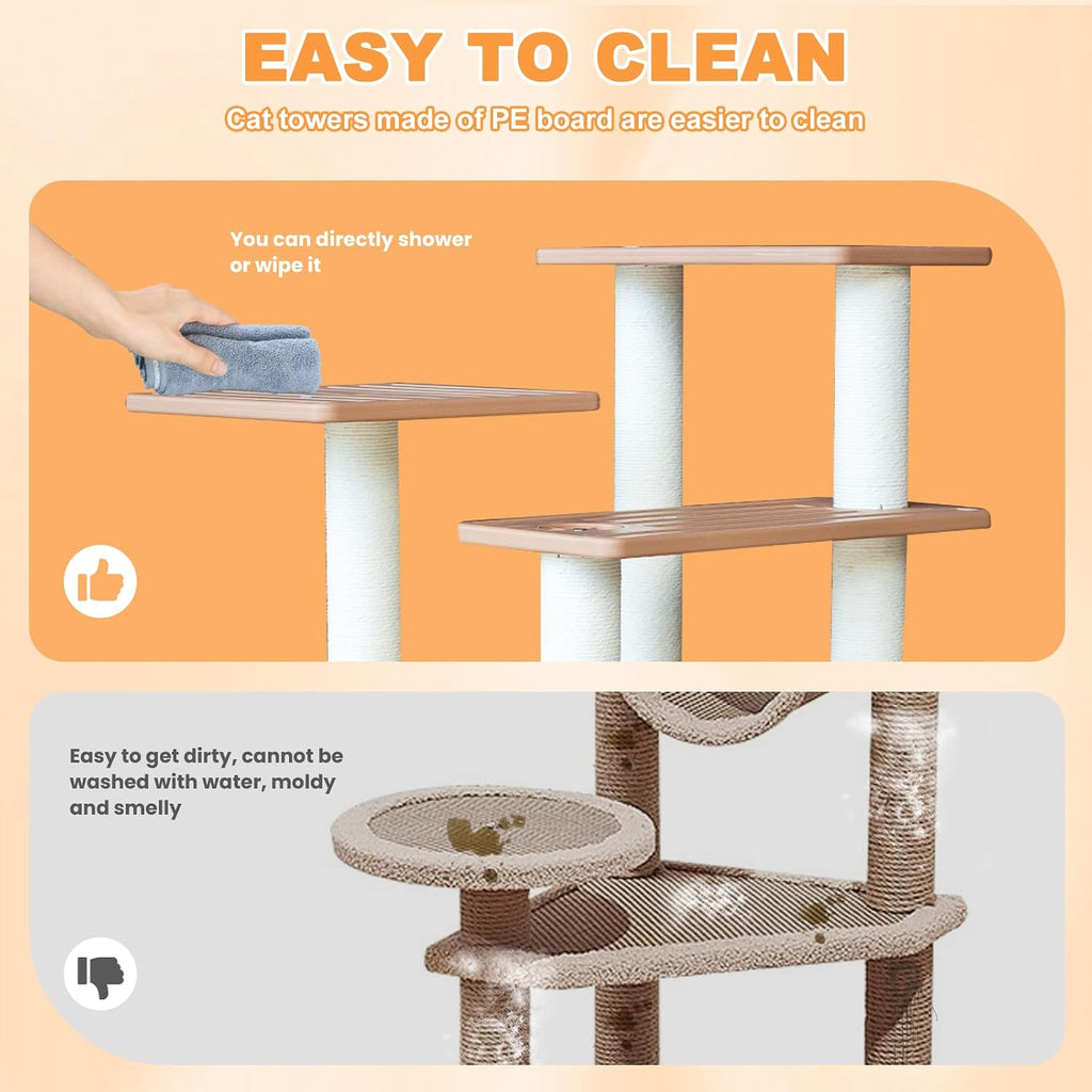 46" Indoor&Outdoor Cat Tower, Weatherproof Cat Condo with Scratching Posts