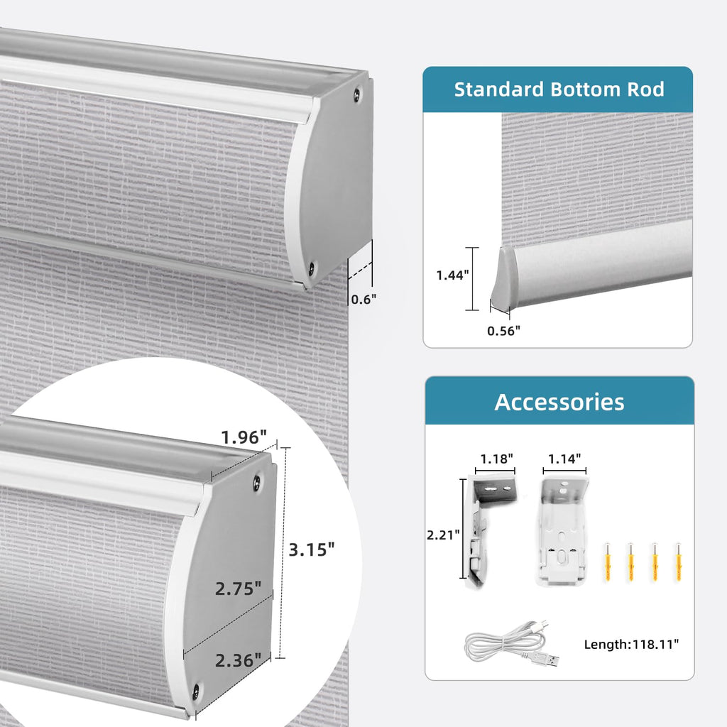 Motorized Light Filtering Shades 70% Blackout Safari Smoke