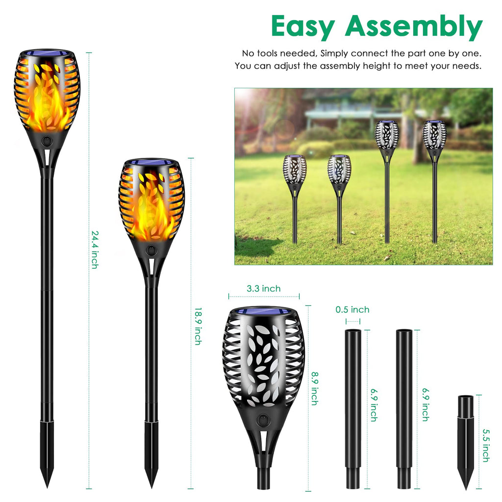 8 Pack Solar Lights Outdoor Flickering Flame Solar Torch Lights