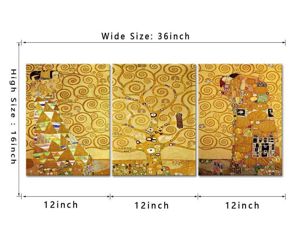 Gold Tree Pattern Wall Art, "The Tree of Life" by Gustav Klimt Famous Luxury Painting Art Print, Modern Elegant Home