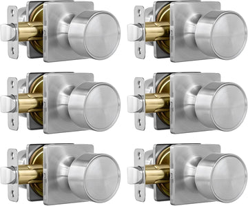 Brushed Nickel Closet Door Knobs Interior, 6 Pack
