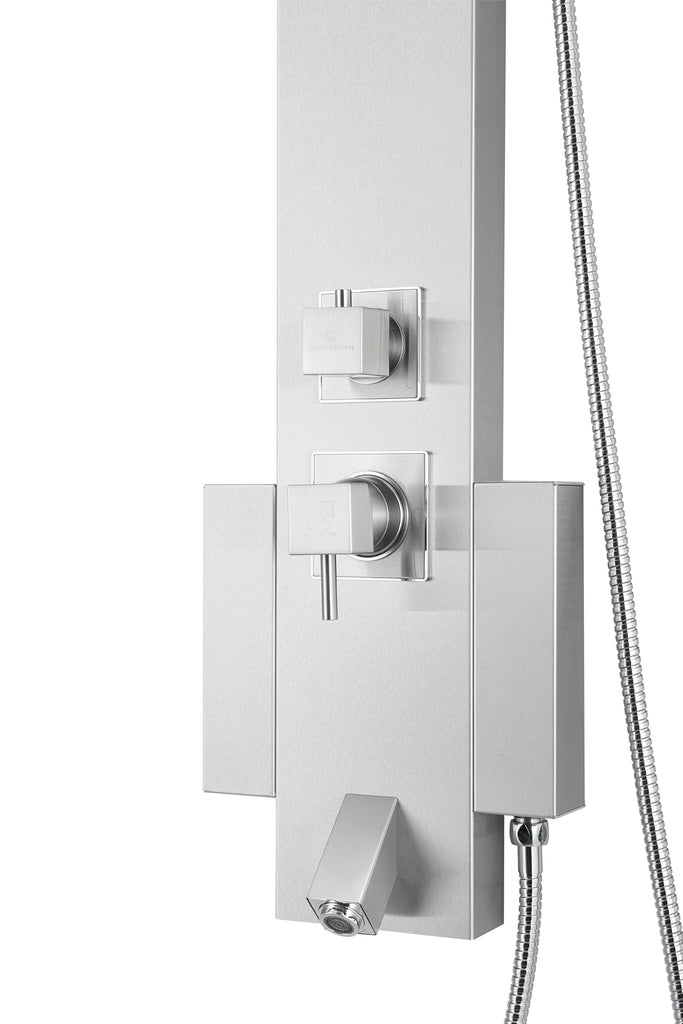 48" Stainless Steel SPS822A Shower Panel Tower with Rainfall Shower Head and Spout