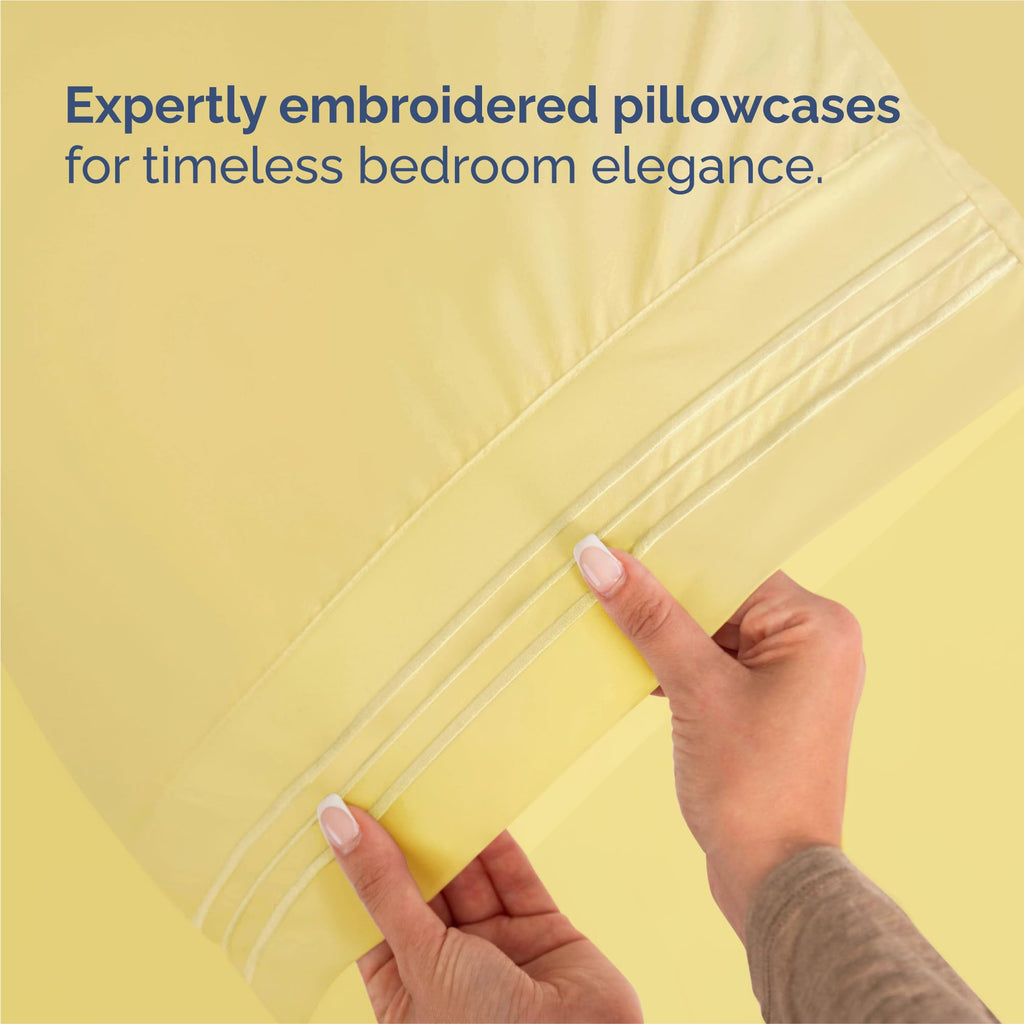 Split King Size 5 Piece Sheet Set - Breathable & Cooling Sheets - Yellow