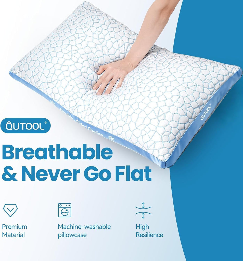 Enhanced Cooling Pillow for Hot Sleepers,Shredded Memory Foam Pillow King Size Set of 2,Adjustable Gel Bed Pillow for