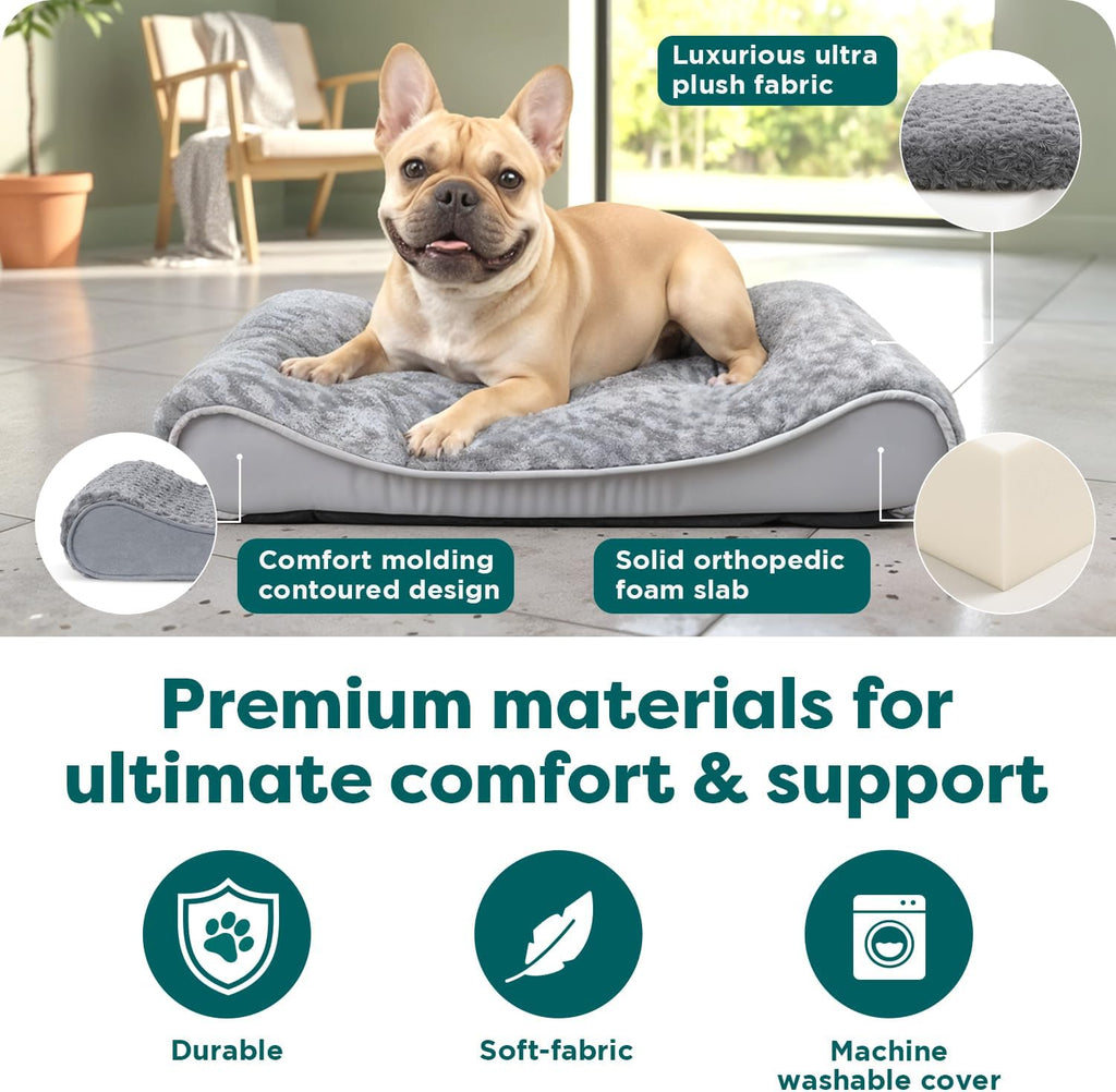 Orthopedic Dog Bed for Medium Dogs, Luxe Lounger Contour Mattress with Solid Orthopedic Foam Slab for Joint Support