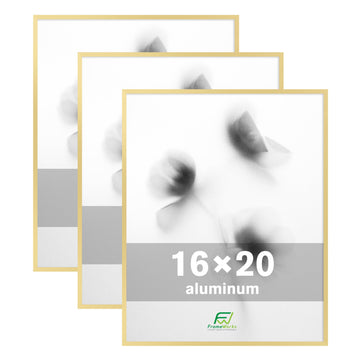 16x20 Brushed Aluminum Poster Frames - Modern Brushed Metal Design w/Shatterproof Plexiglass, Perfect for Posters