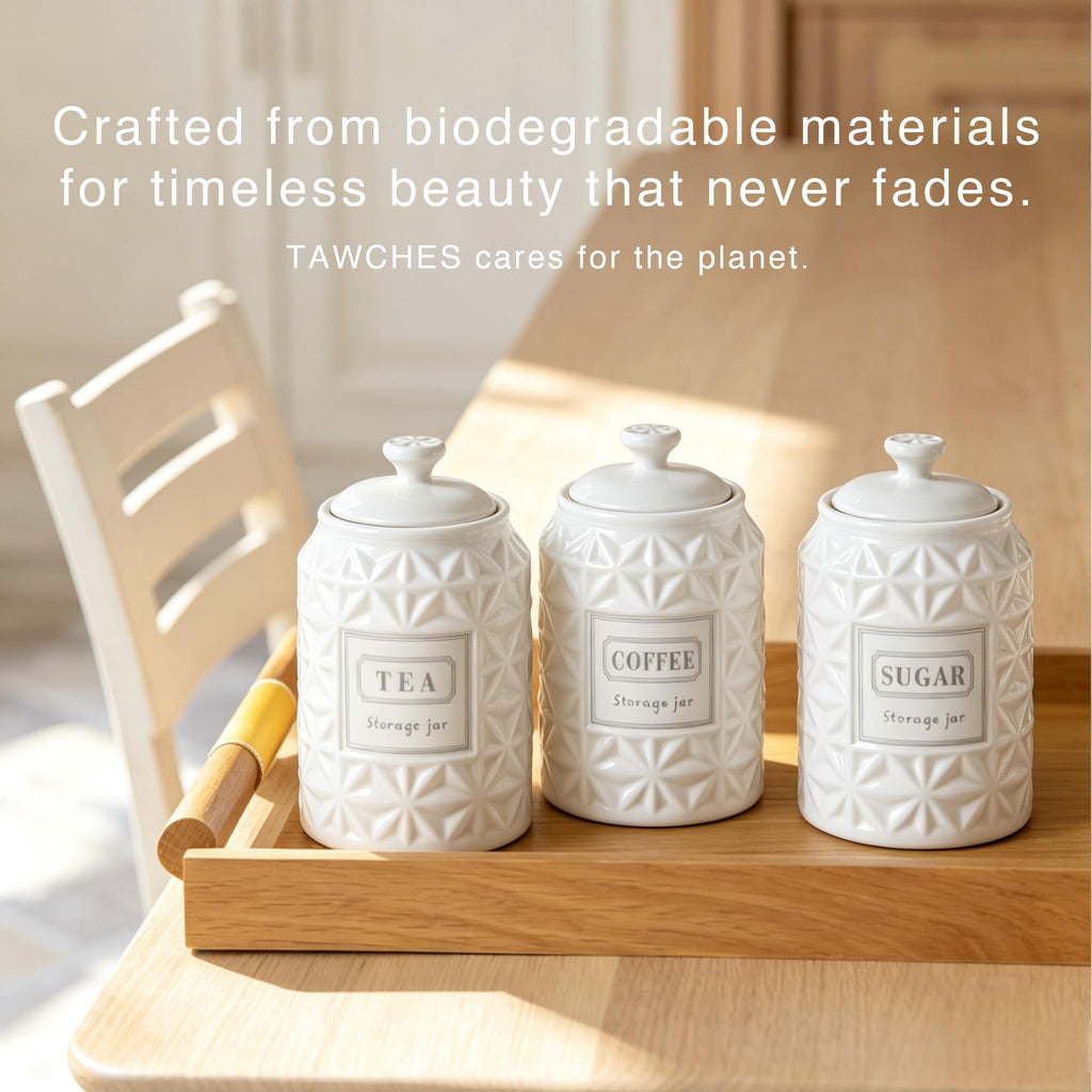 Azure Starfield Ceramic Canisters Sets For The Kitchen Canisters For Countertop Set of 3 Airtight Coffee Canisters