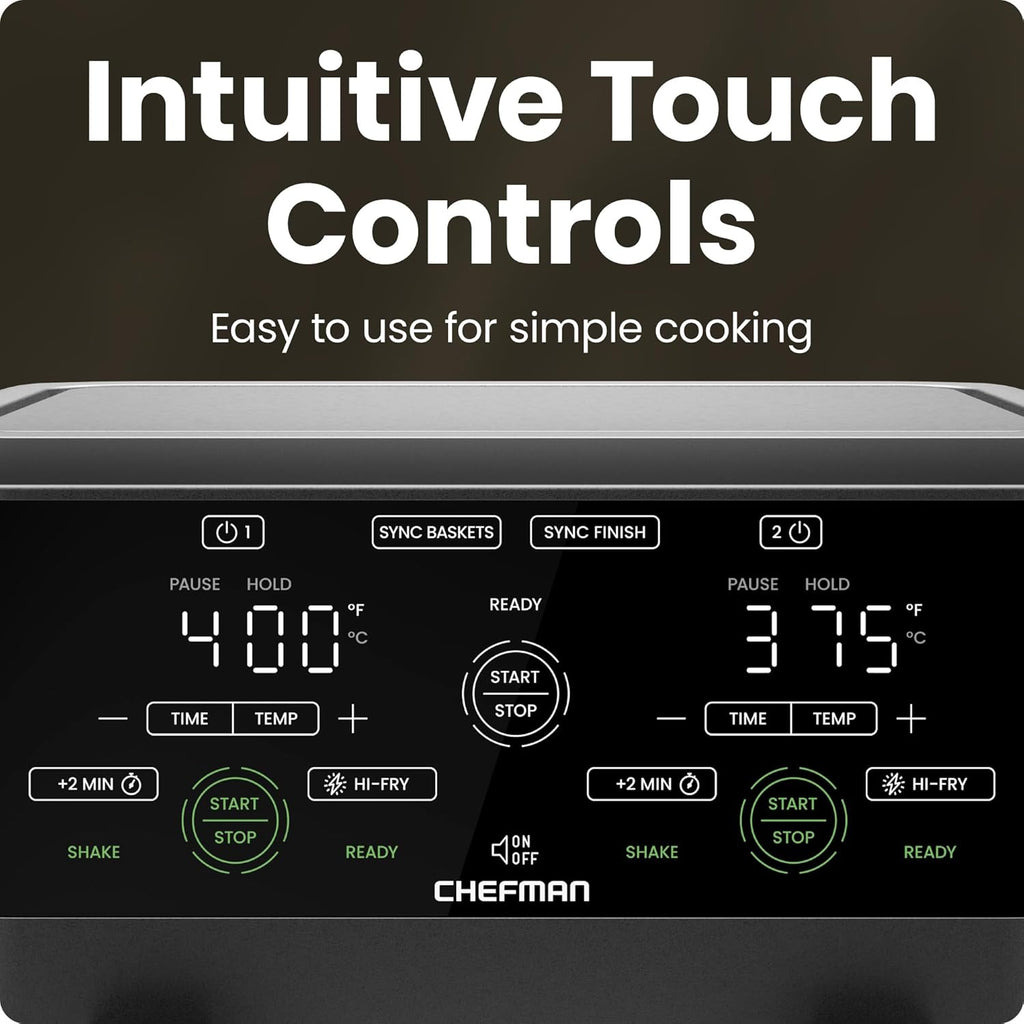 6 Quart Dual Basket Air Fryer Oven with Easy View Windows, Sync Finish, Hi-Fry, Auto Shutoff, 2 Independent 3Qt