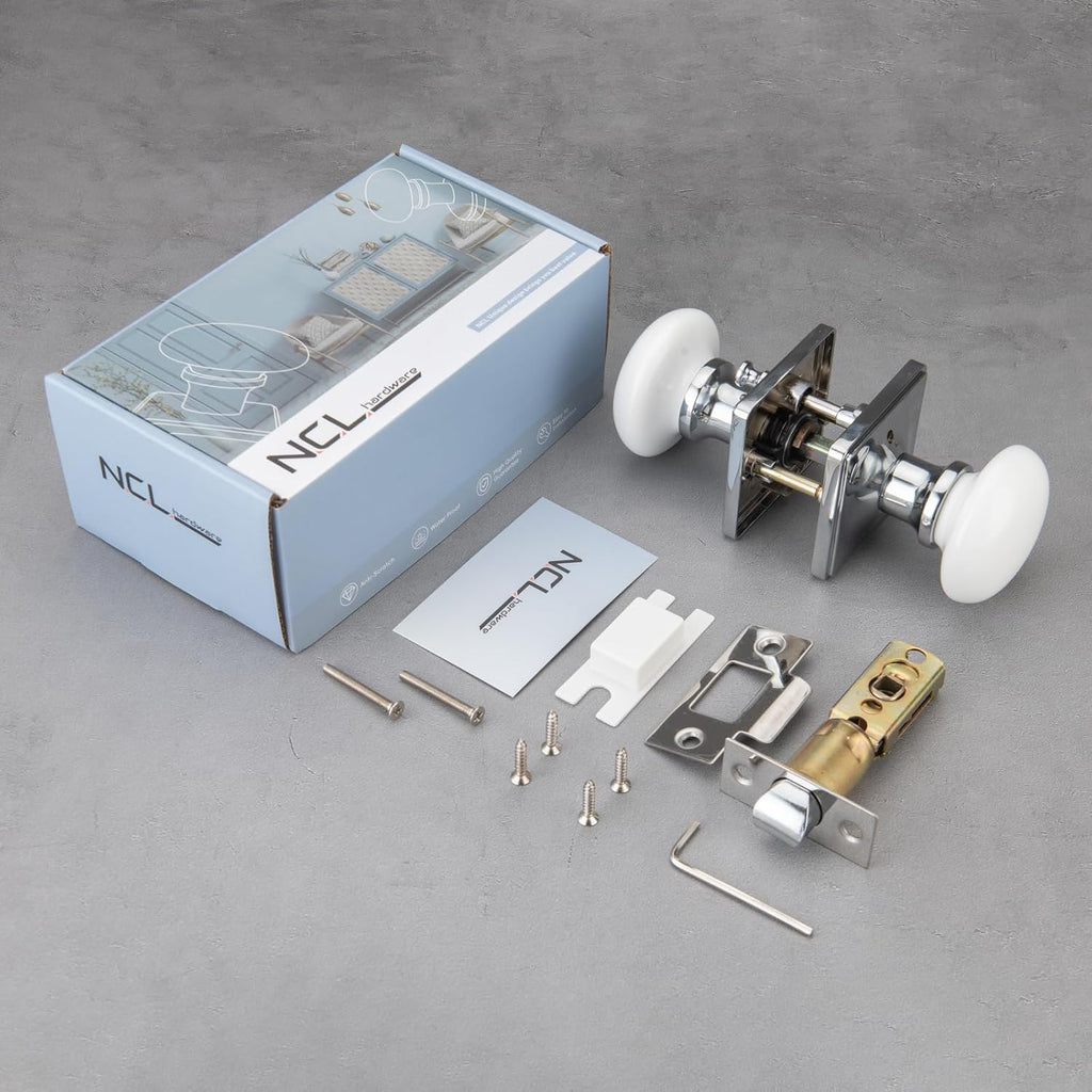 White Door Knobs, Door Knob Interior, Porcelain Square Door Levers, Bright Chrome Privacy Door Handles, Door Locks