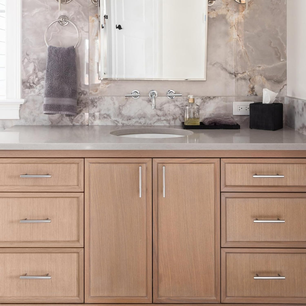 30 Pack Brushed Nickel Cabinet Handles 3 Inch Hole Center Drawer Pulls Stainless Steel Cabinet Pulls Silver Kitchen