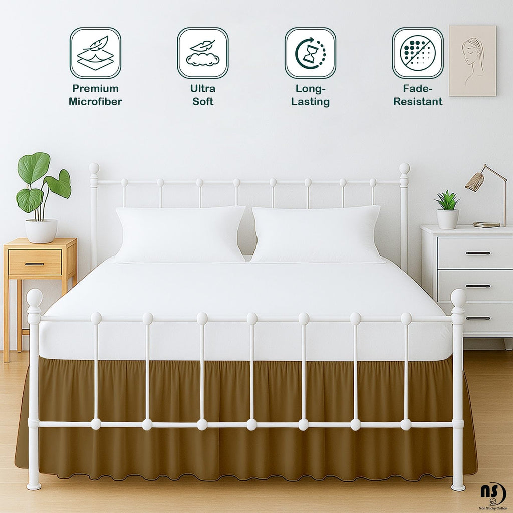 Premium Microfiber King Ruffled Bed Skirt, 15" Drop with Split Corners, Soft Wrinkle Free Bedskirt with Platform