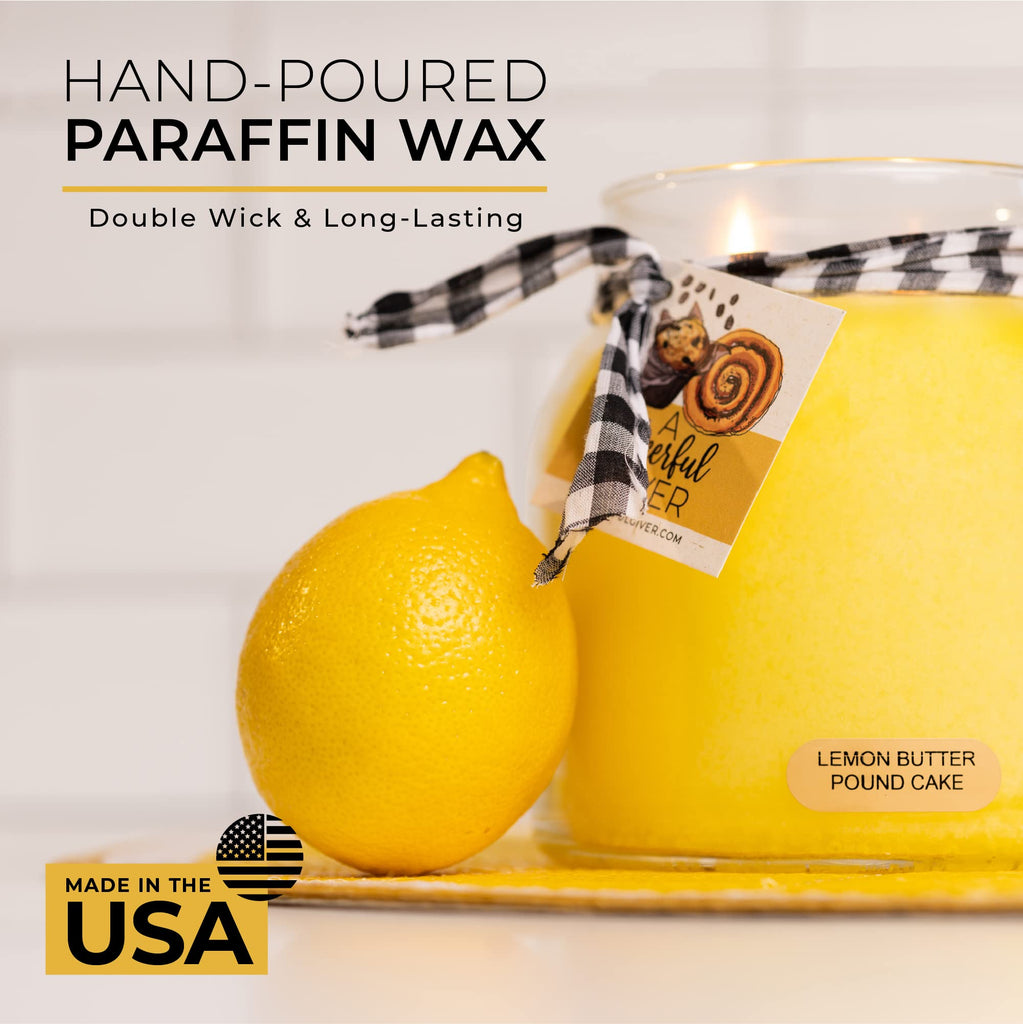 Lemon Butter Pound Cake - 34oz Papa Scented Candle Jar with Lid - Keepers of the Light - 155 Hours of Burn Time, Gift