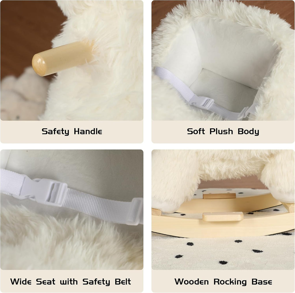 Baby Rocking Horse, Plush Alpaca Rocking Horse with Music
