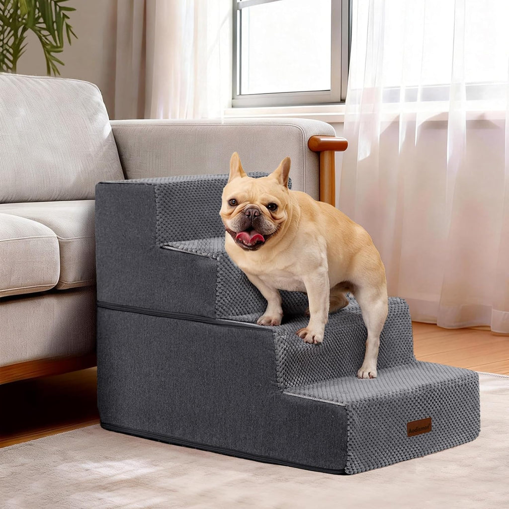 Dog Steps for Bed or Couch, 4-Step Pet Stairs for Small Dogs & Cats