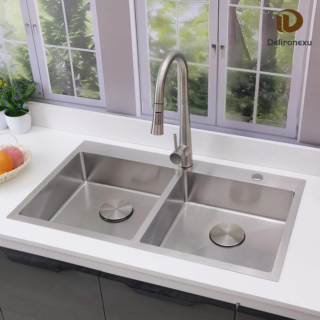 33x19 Drop Sink Double Bowl, Mobile Home Kitchen Sink