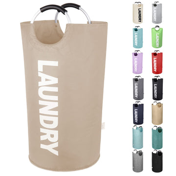 Large Laundry Basket, Laundry Hamper Bag with Handles, 115L Brown