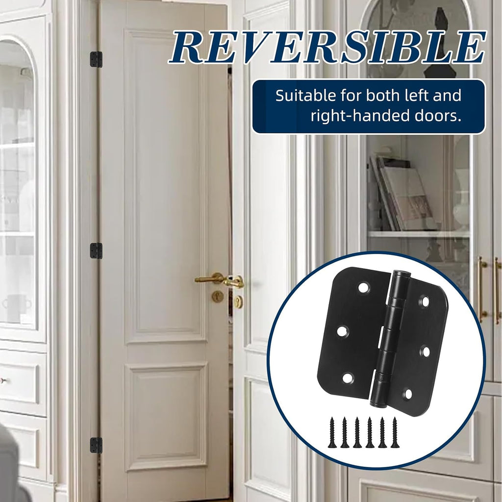 6 Pack 3.5 Inch x 3.5 Inch Door Hinges with 5/8'' Radius Corners