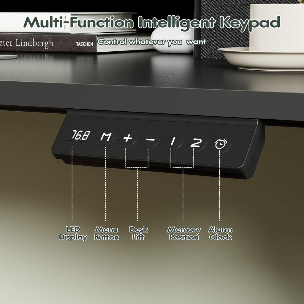 Electric Standing Desk with 2 Drawers, Adjustable Height Computer Desk with Monitor Shelf Sit Stand Table with Splice