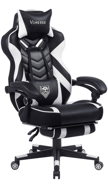 Gaming Chair, Big and Tall Gaming Chair with Footrest and Massage, Gaming Chairs for Adults with Lumbar Support