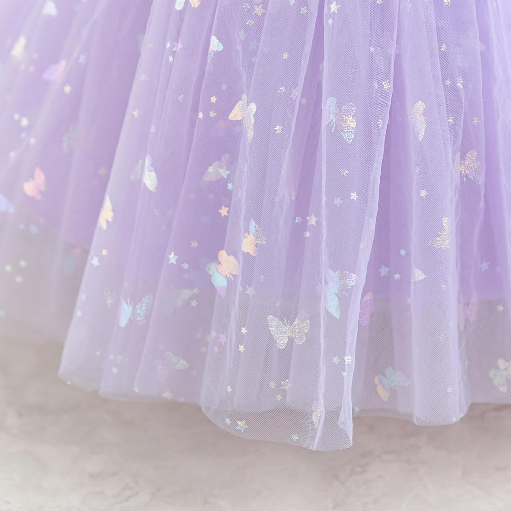 Toddler Baby Girls Shiny Butterfly Tutu Dress Princess Birthday Party Pageant Flower Girl Wedding V-Backless Dresses