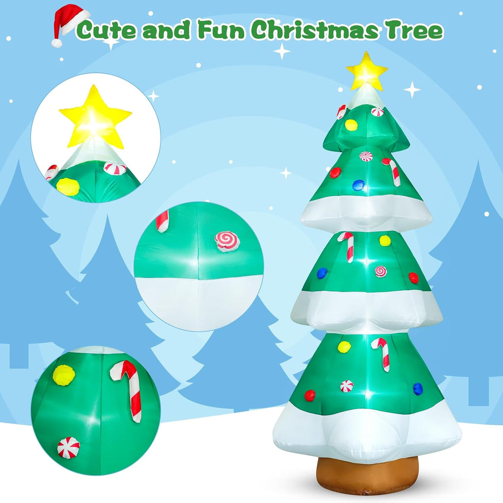 10 FT Christmas Inflatables Tree Decorations, Giant Blow-Up Tree Yard Decor