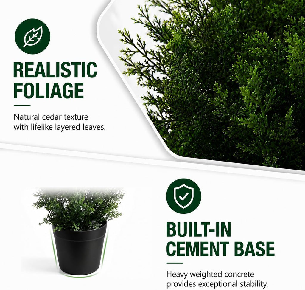 6 Feet Pre-Potted Evergreen Outdoor Artificial Cedar Tree for Front Porch Decor, Outdoor Entryway Decor Fake Tree