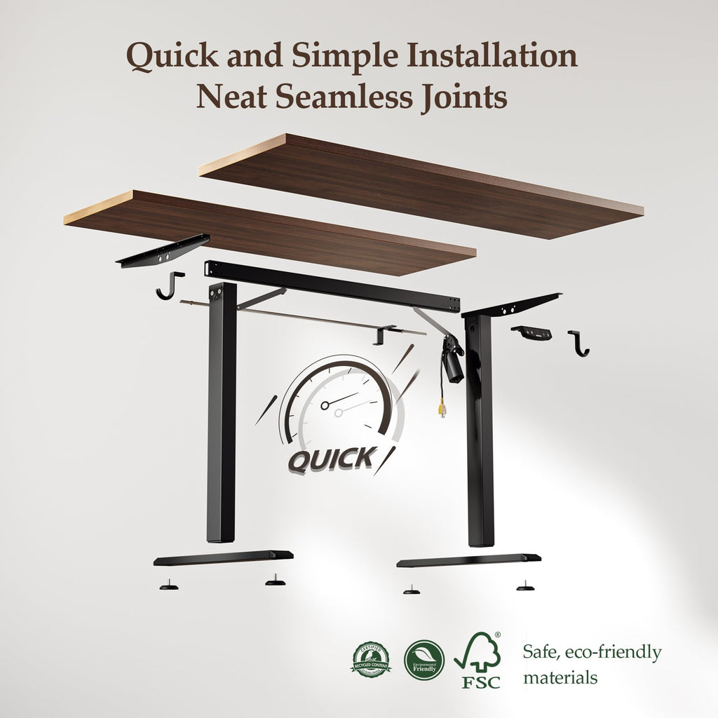 48 x 24" Electric Standing Desk, Height Adjustable, Dark Walnut