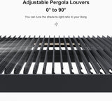LED Louvered Pergola 94AS 10'x 14' Full Aluminum Frame and Adjustable Roof Integrated Strip Lights for Outdoor Deck