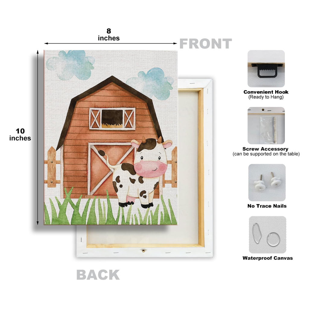 Watercolor Farmhouse Nursery Decor Canvas Wall Art Farm Cute Animal Chicken Cow Pig Wall Decor Artwork Poster Prints