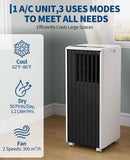 8000 BTU Portable Air Conditioner, 3-in-1 Cooling