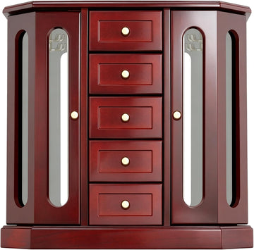 Vintage Jewelry Armoire with Mirror Brown - Set of 5