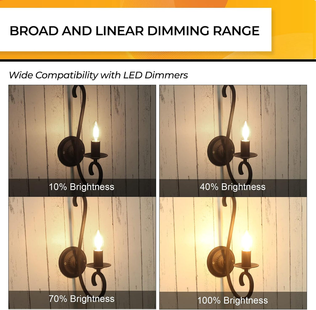 Candelabra Light Bulbs 25W Eq, Dimmable 2700K, E12 LED Bulb, 6PCS