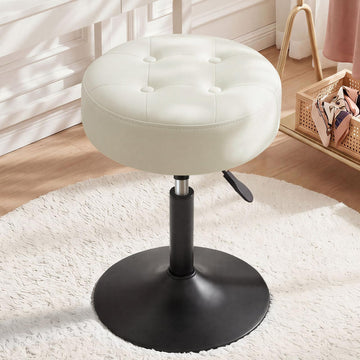 Adjustable Swivel Vanity Stool, Makeup Ottoman Stool, PU Leather Chair for Makeup Room, Small Makeup Stool for
